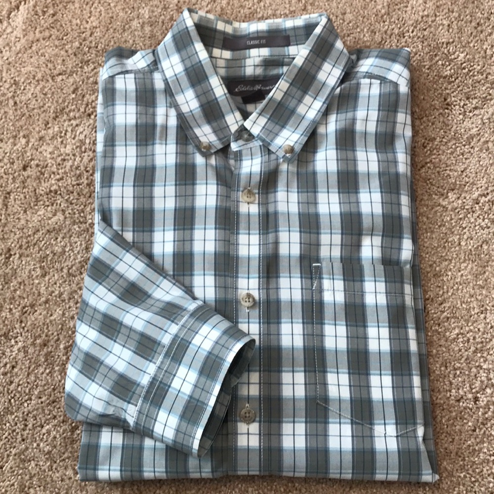 Men’s Eddie Bauer Olive Green Plaid shirt M
